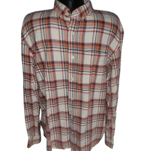 Old Navy Men's Orange Plaid Shirt XL